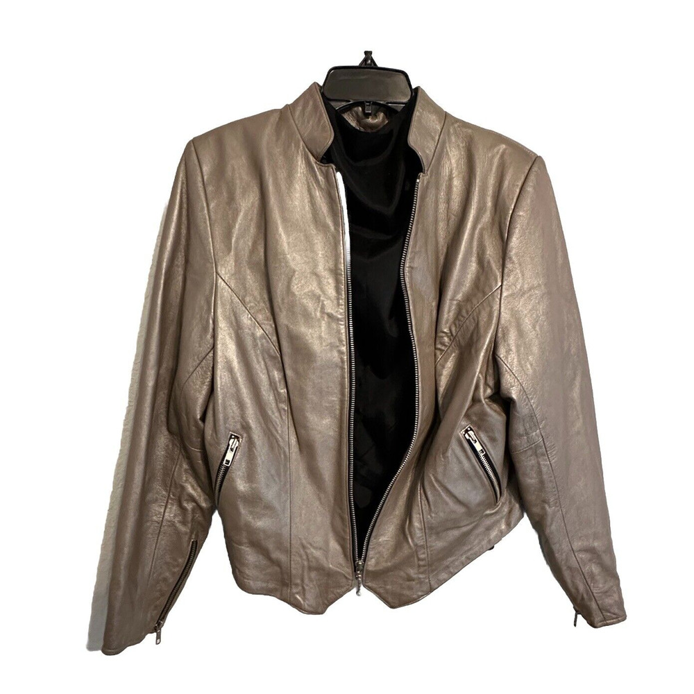 Tribe America Leather Jacket Women's 14 USA Made Zip Biker Chic Moto